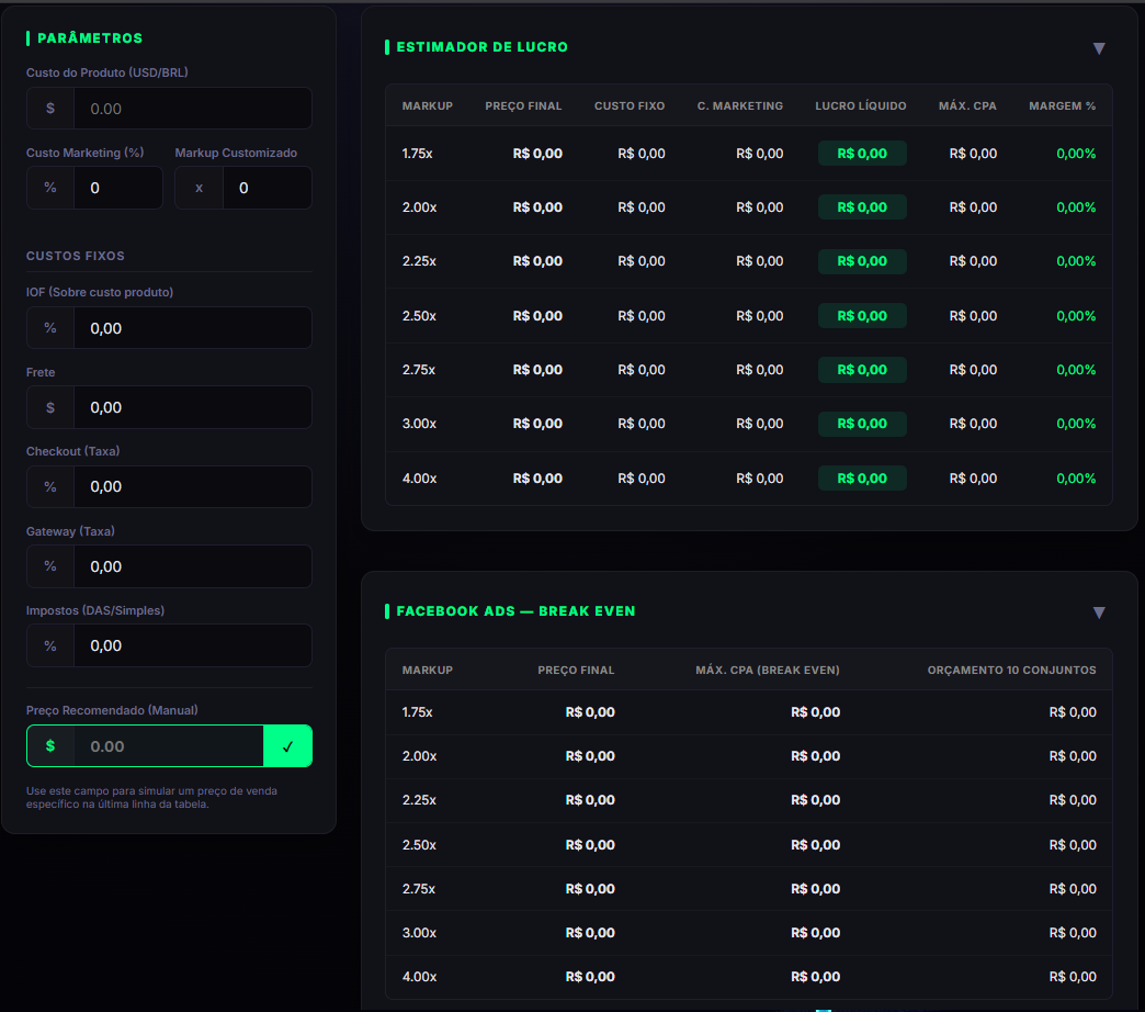 Calculadora de Dropshipping